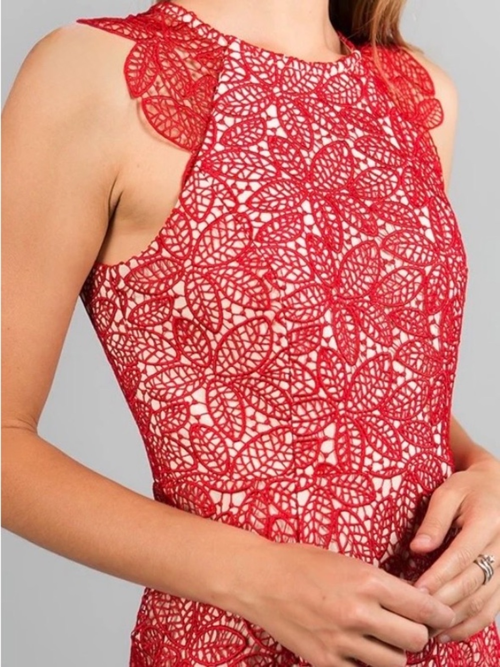 Minuet Leaf Lace Lined Pretty Cocktail Dress Size M NWT